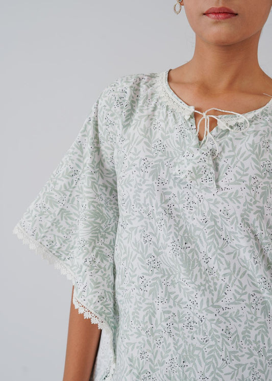 Mint Green Printed Wing Top