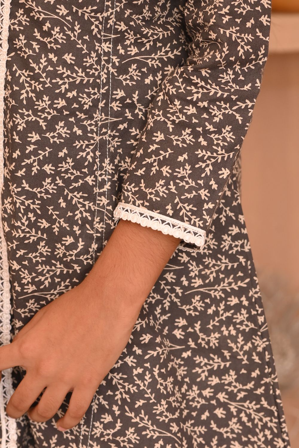 Black Floral Shirt & White Trouser Set