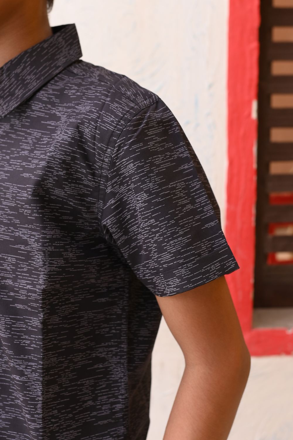 Black Printed Half Sleeves Shirt