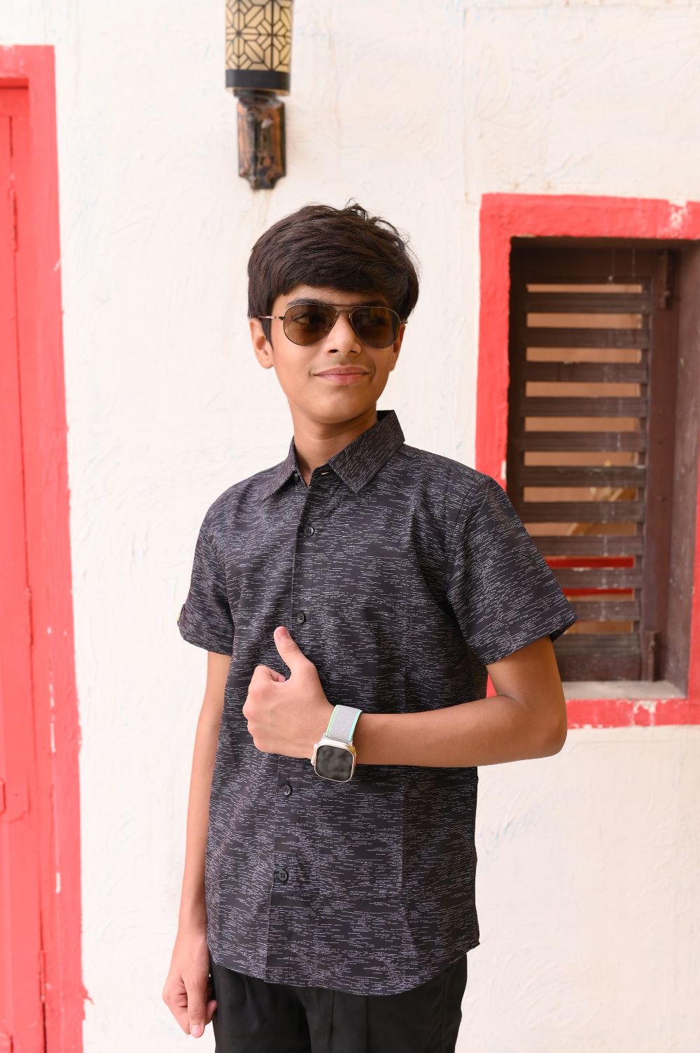 Black Printed Half Sleeves Shirt