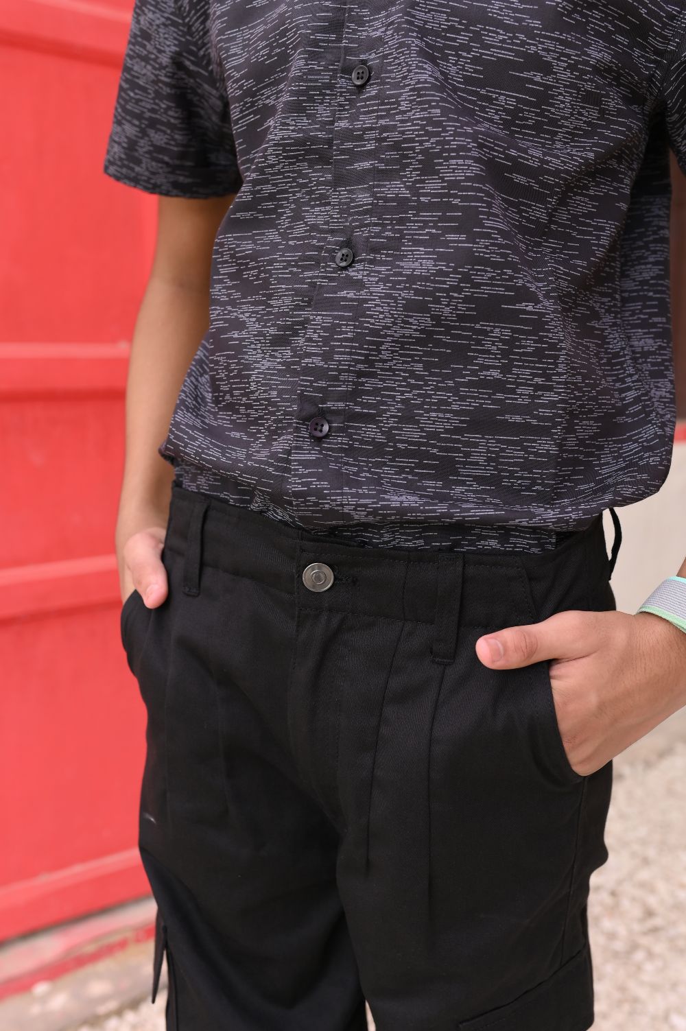 Black Printed Half Sleeves Shirt