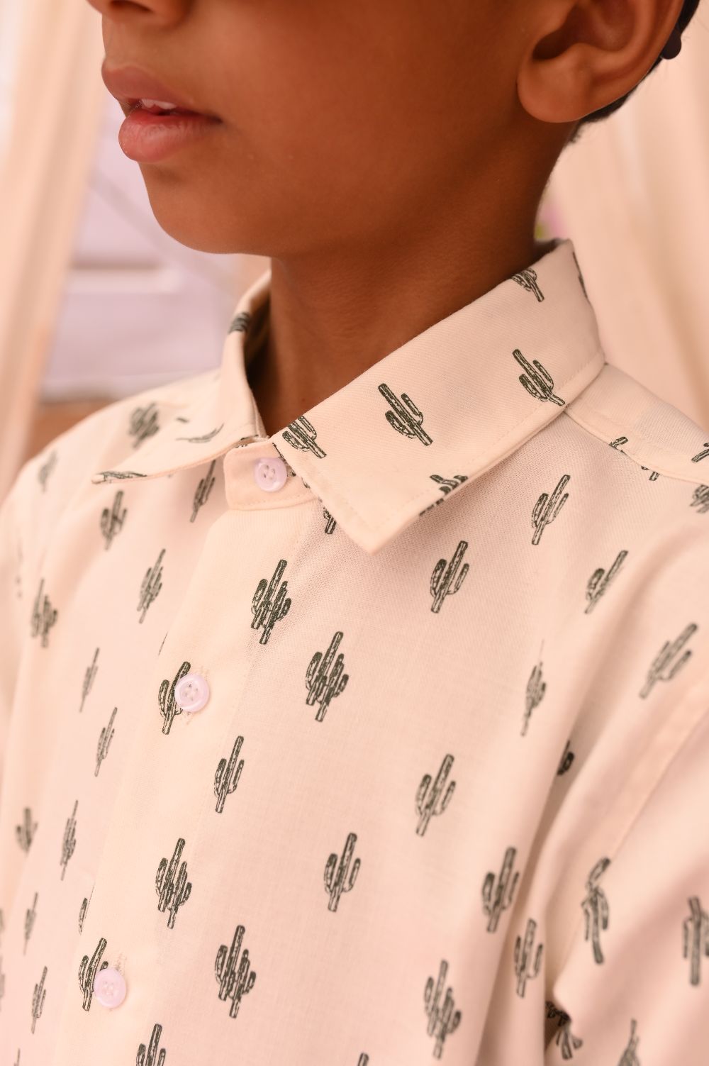 White Printed Half Sleeves Shirt