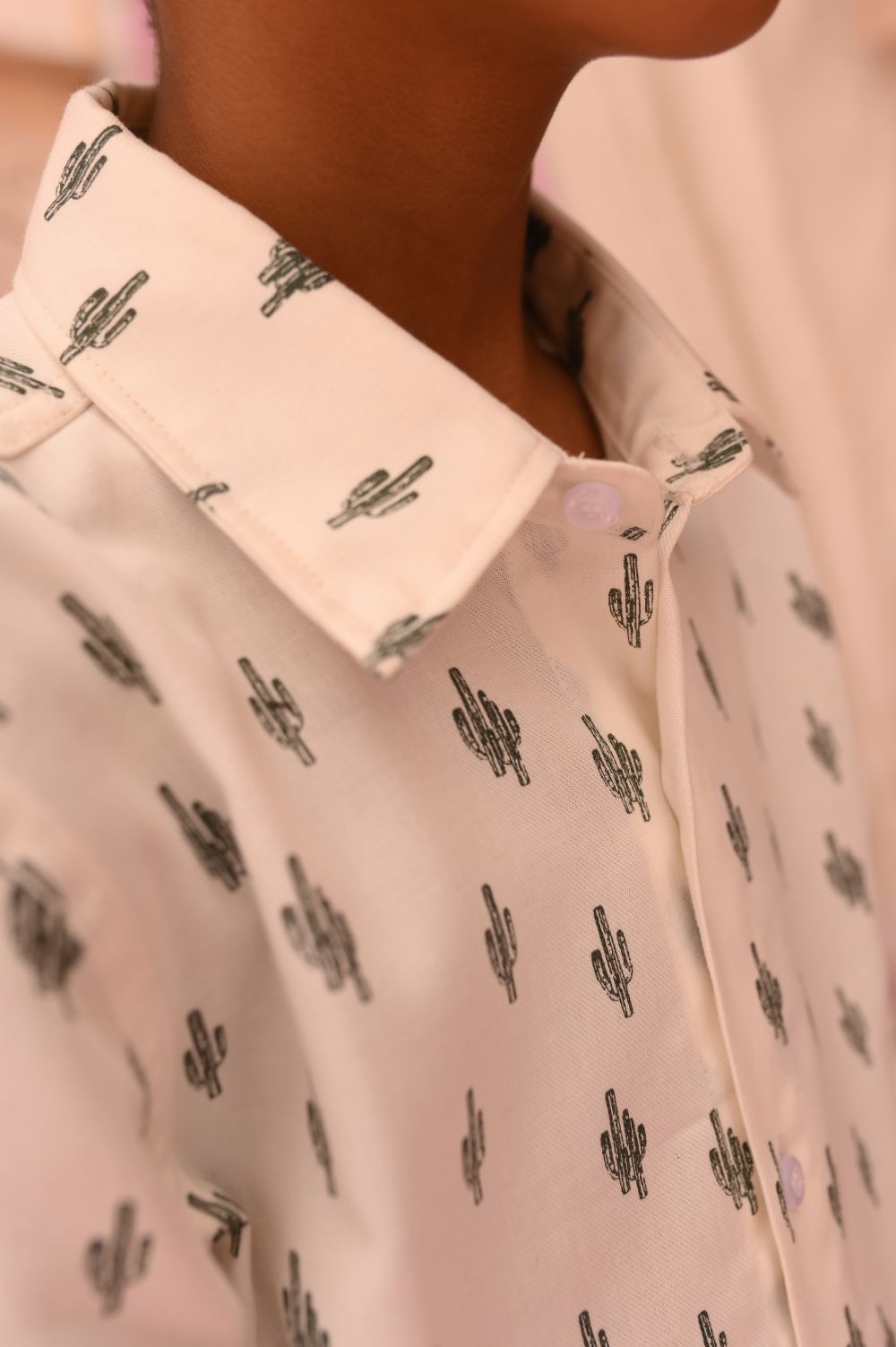 White Printed Half Sleeves Shirt