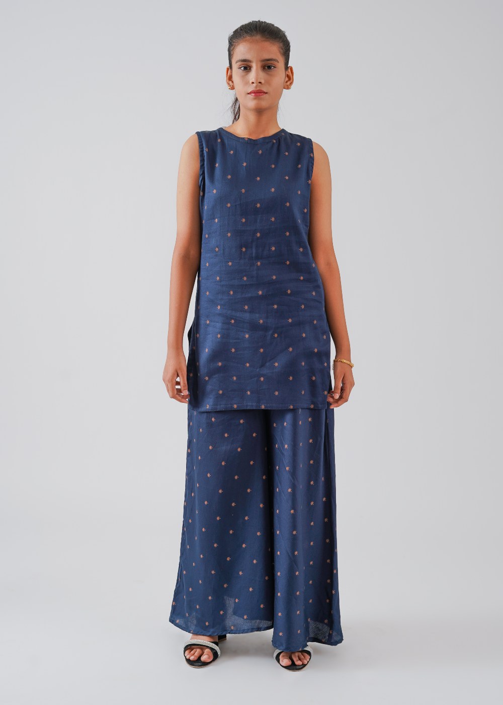 Navy Blue Shirt & Palazzo Set