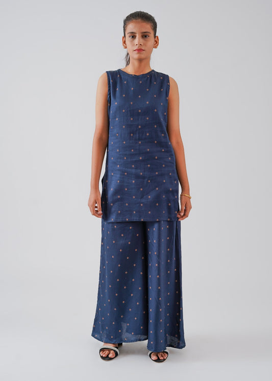 Navy Blue Shirt & Palazzo Set