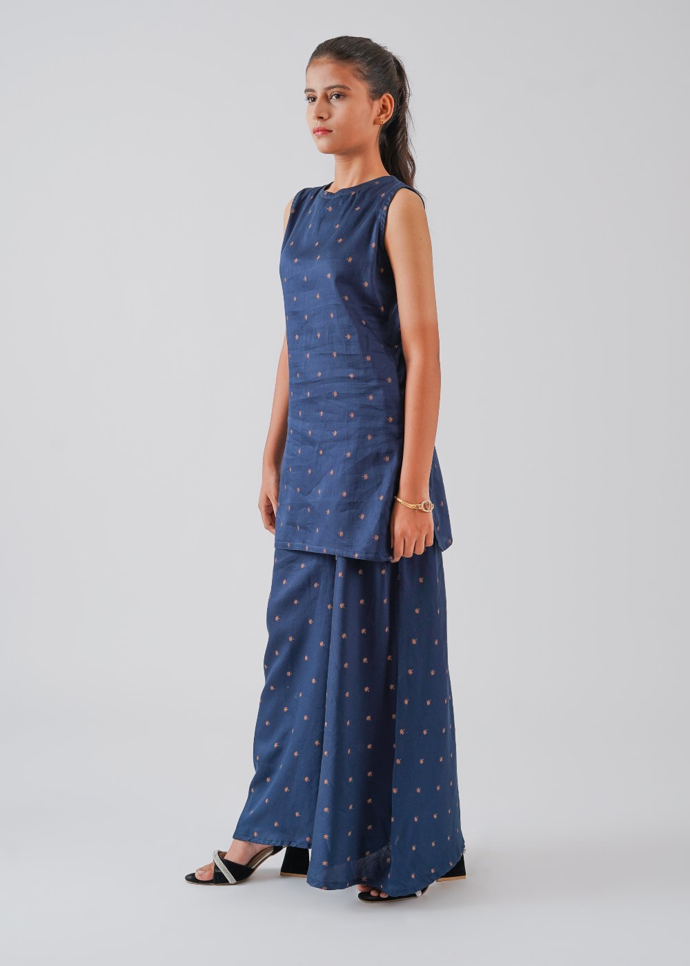 Navy Blue Shirt & Palazzo Set
