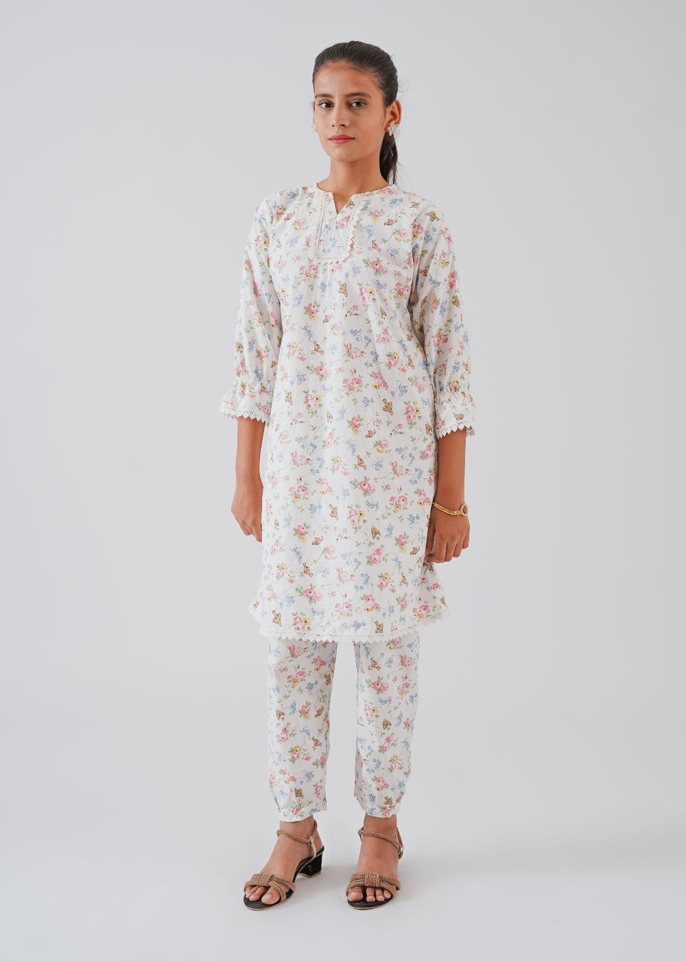 White Floral Printed Co-ord Set