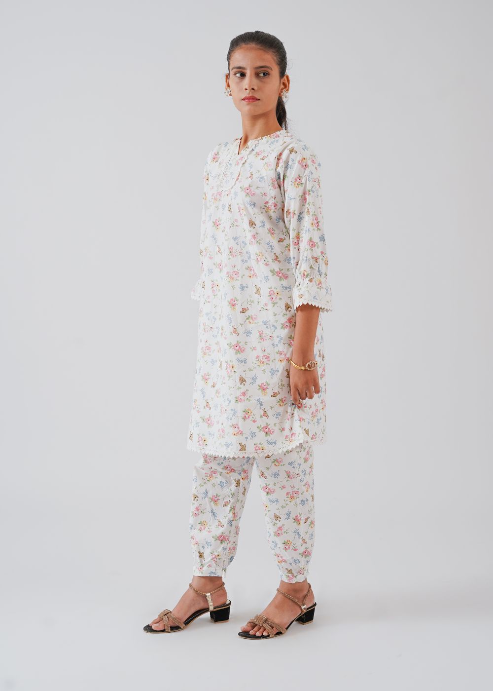 White Floral Printed Co-ord Set