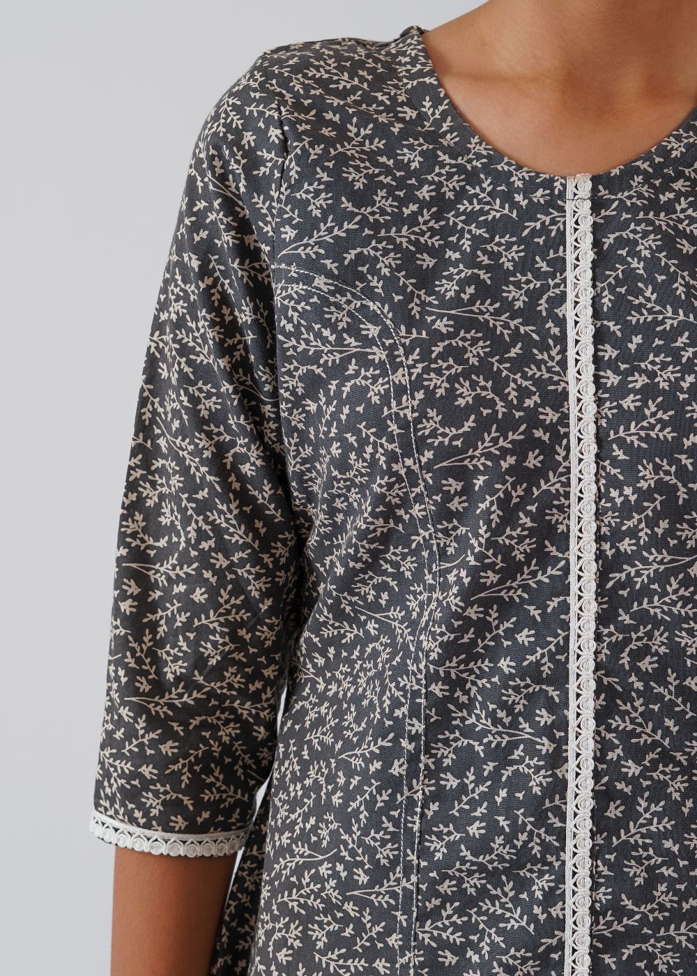 Black Floral Shirt & White Trouser Set