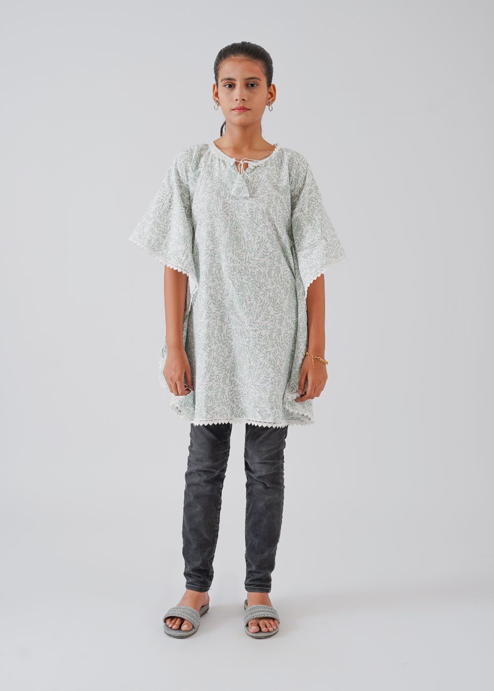 Mint Green Printed Wing Top