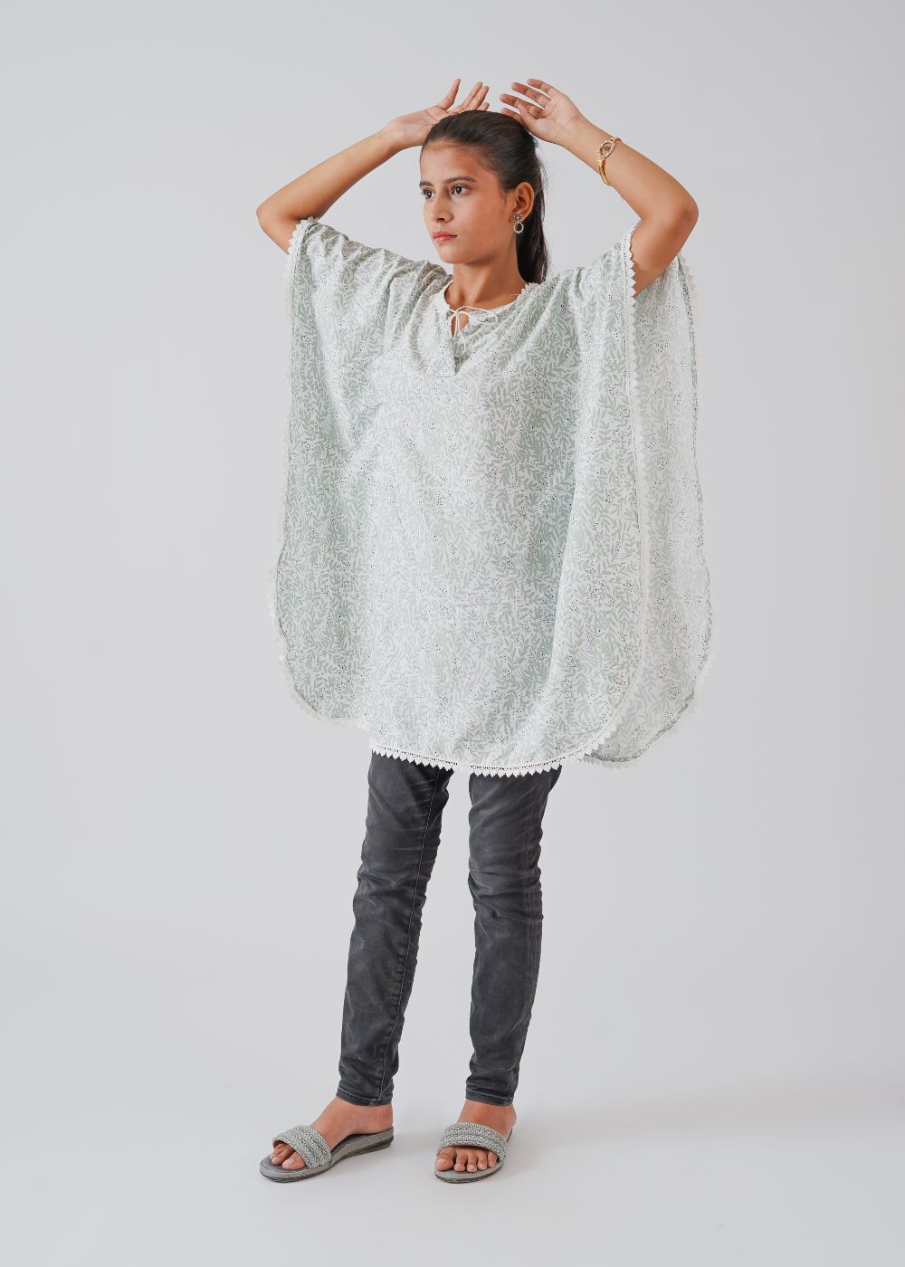 Mint Green Printed Wing Top
