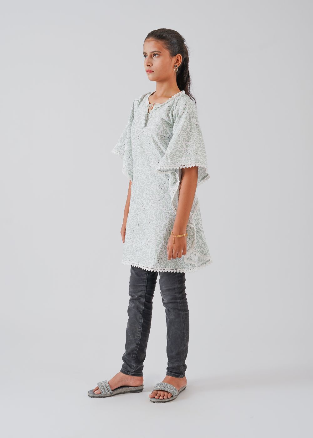 Mint Green Printed Wing Top