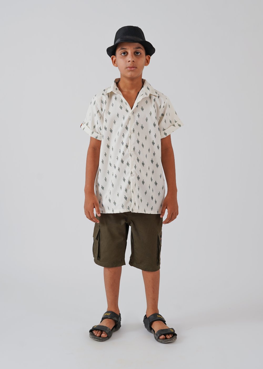 White Printed Half Sleeves Shirt