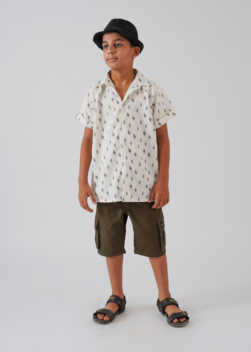 White Printed Half Sleeves Shirt