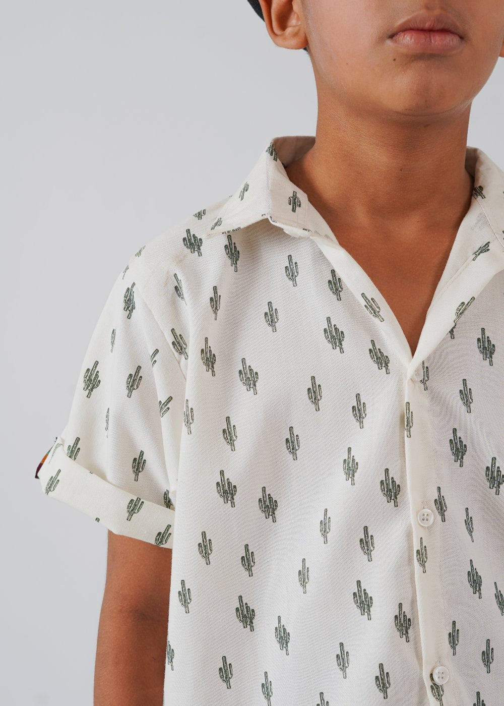 White Printed Half Sleeves Shirt