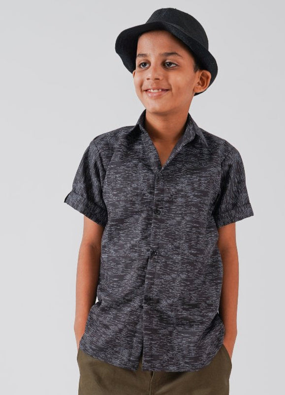 Black Printed Half Sleeves Shirt
