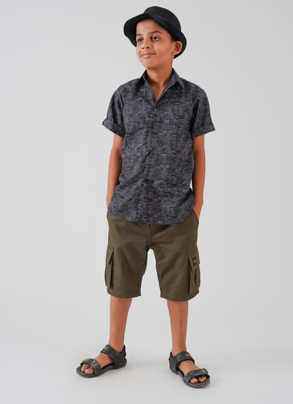 Black Printed Half Sleeves Shirt