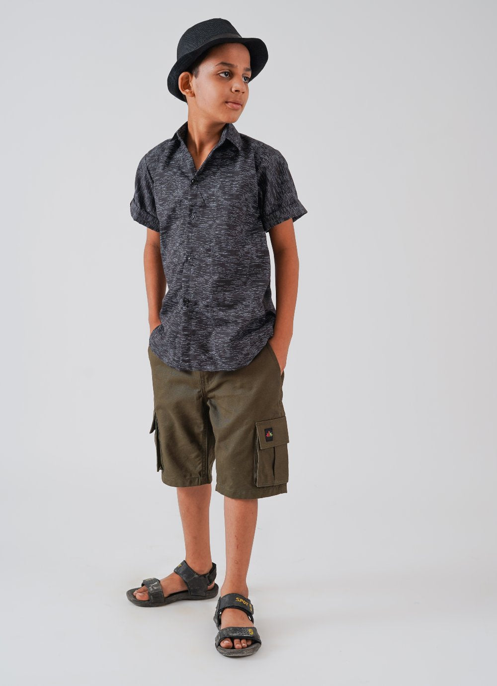 Black Printed Half Sleeves Shirt