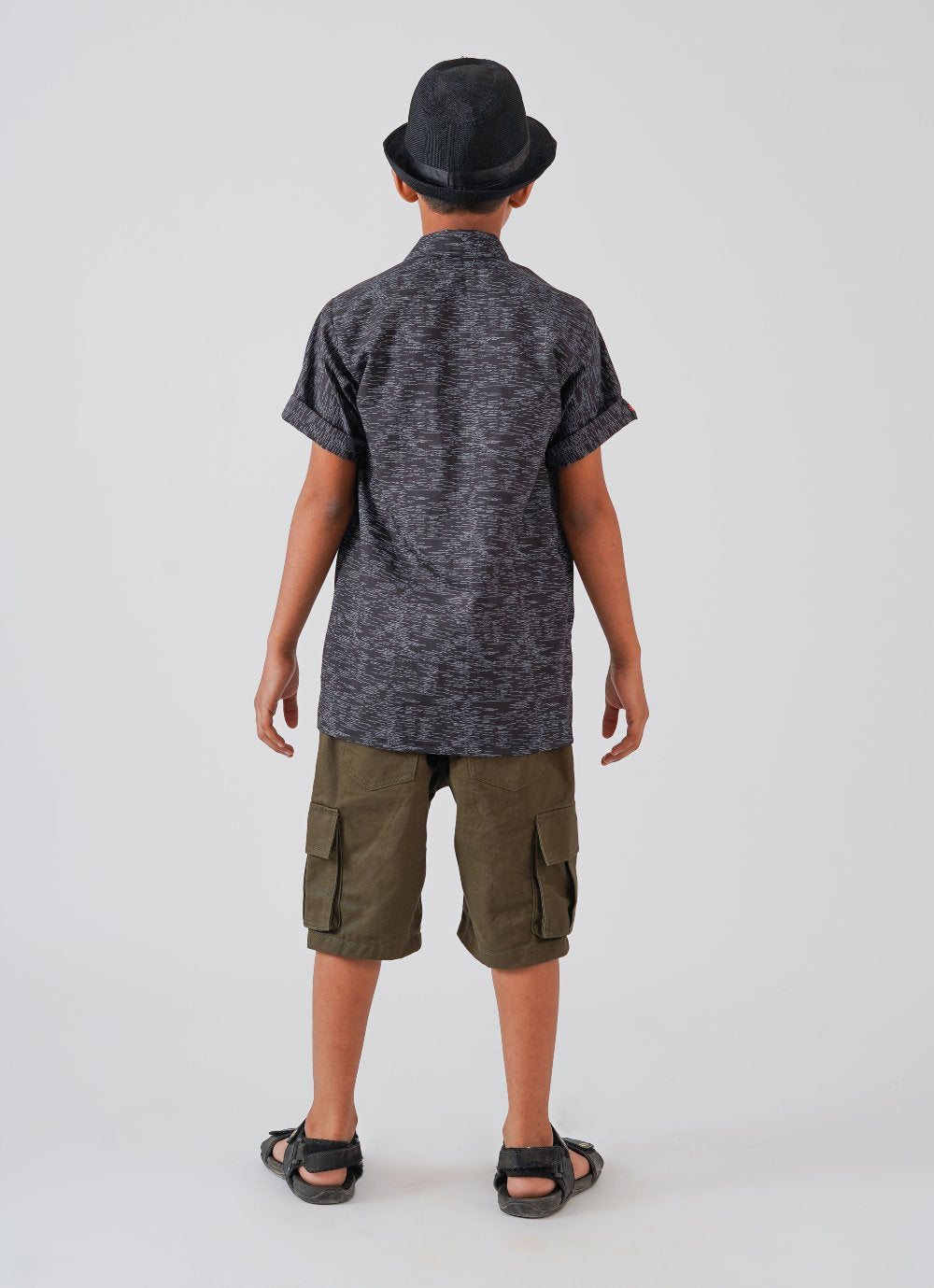 Black Printed Half Sleeves Shirt