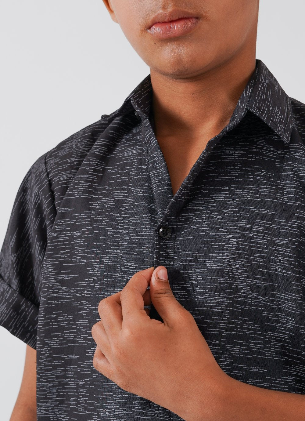 Black Printed Half Sleeves Shirt