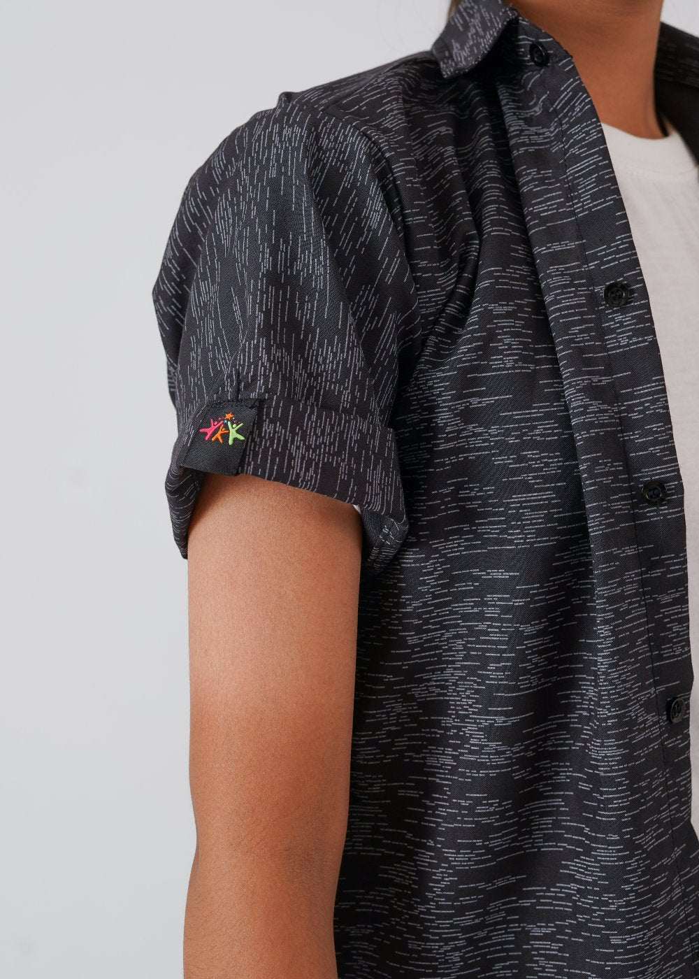 Black Printed Half Sleeves Shirt