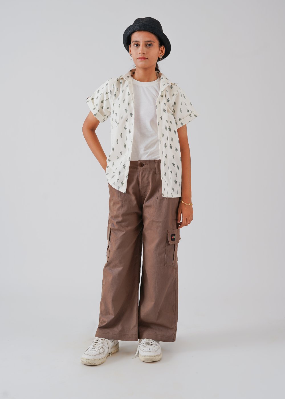 White Printed Half Sleeves Shirt