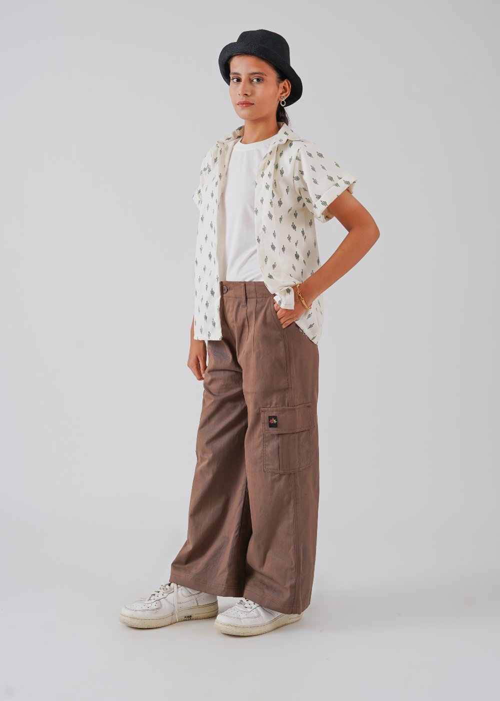 White Printed Half Sleeves Shirt