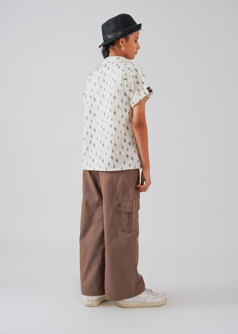White Printed Half Sleeves Shirt