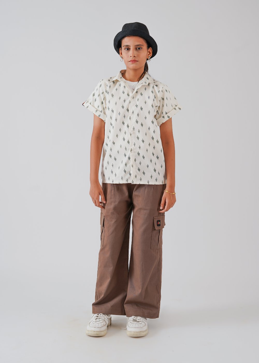 White Printed Half Sleeves Shirt